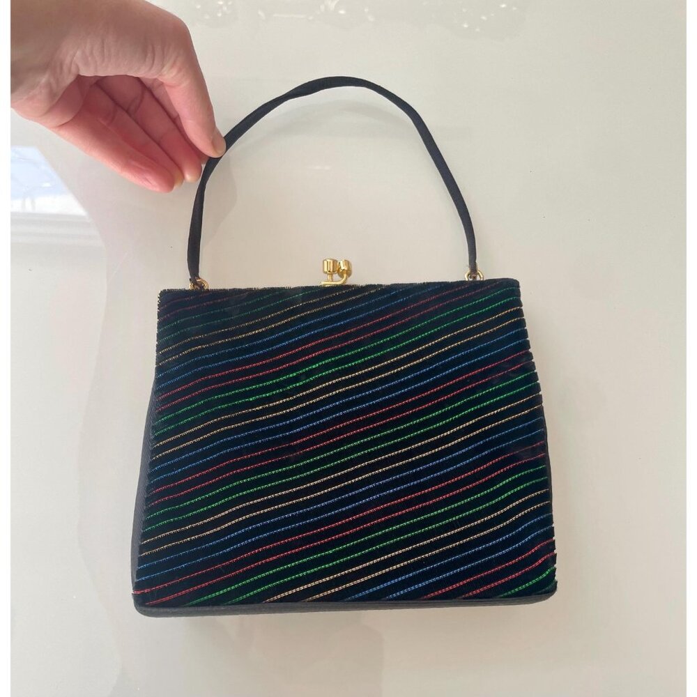 Vintage Rainbow Purse, Clothfair of London, Colorful Sparkle Handbag, Made in UK
